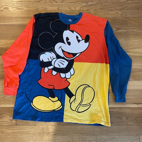 Disney | Shirts | Rare Mickey Mouse Colorblock Long Sleeve Shirt | Poshmark